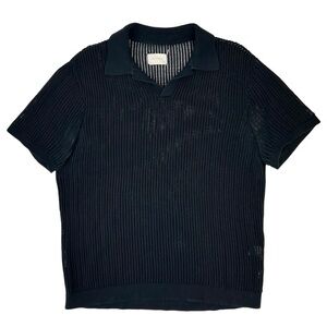 Aime Leon Dore Black Mesh Knit Short Sleeve Polo Collar Shirt sz M